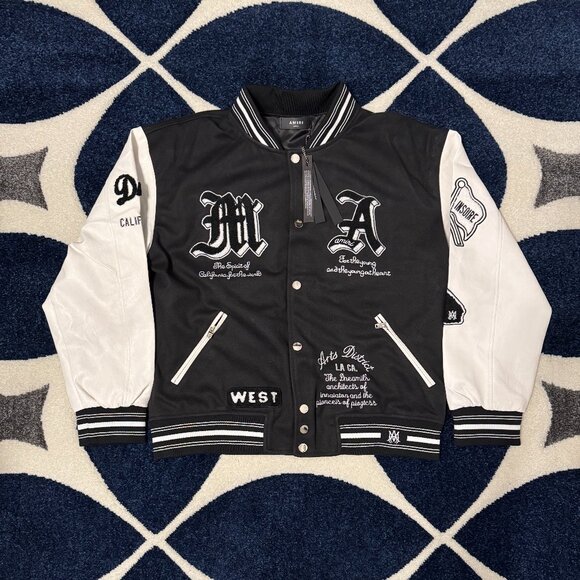 Amiri Dream Team Varsity Jacket Black and White Mens Size Large